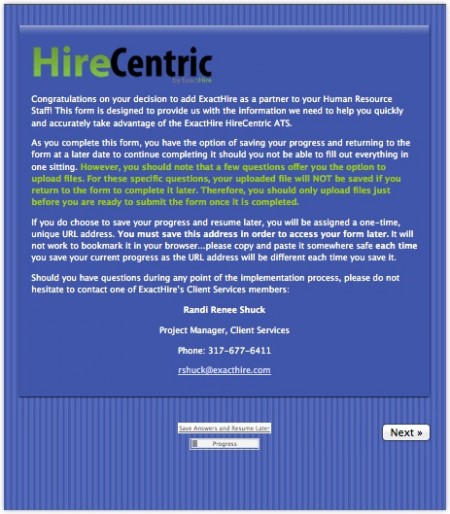 Hirecentric Ats Implementation Form Exacthire