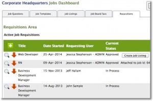 ExactHire job requisition management dashboard