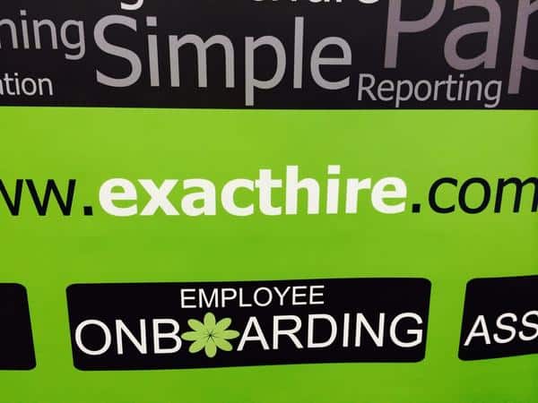 ExactHire Booth Sign Closeup