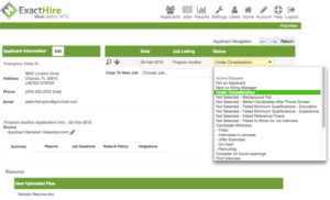 Applicant Tracking System Applicant Record