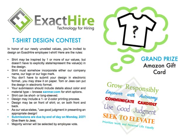 ExactHire Core Values Tshirt Contest