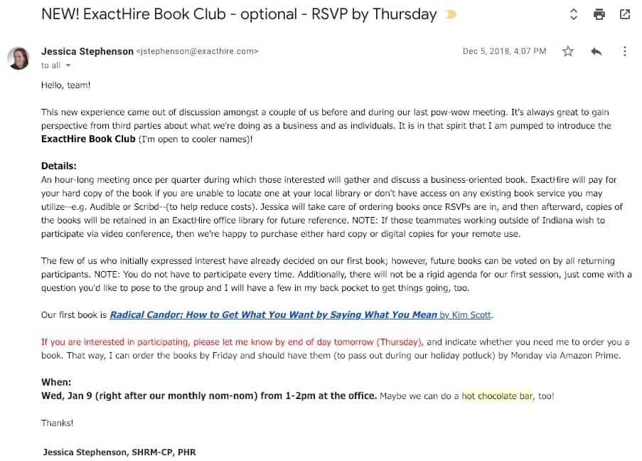 Office Book Club | Work | ExactHire