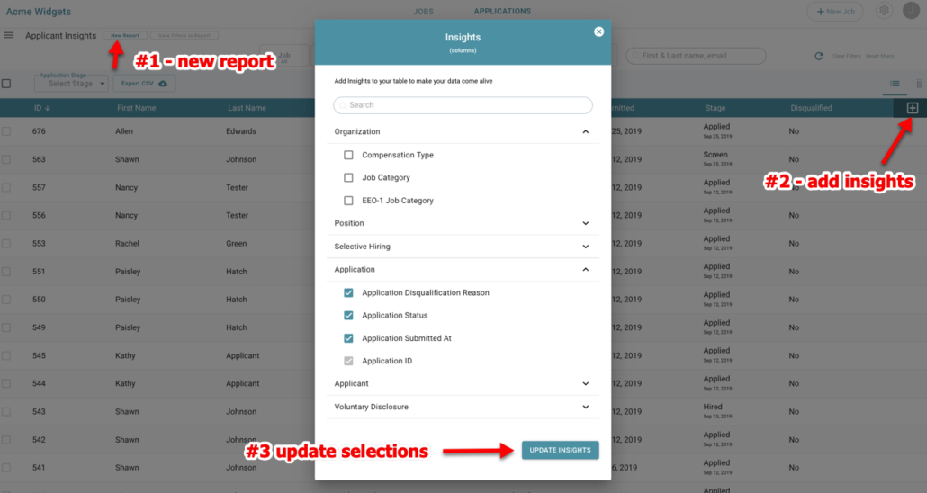 ExactHire Customize Reporting Insights